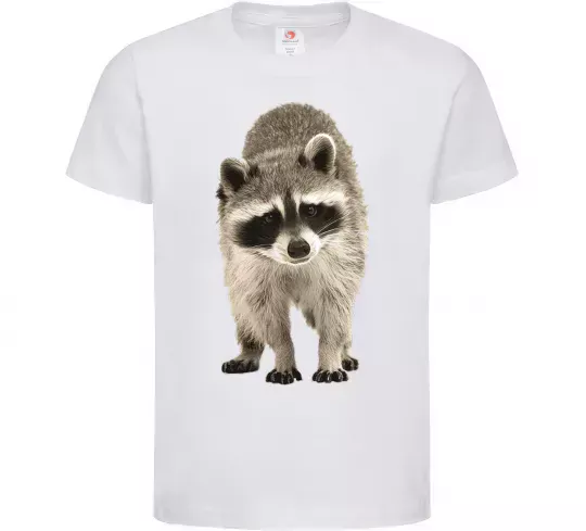 Детская футболка Realistic racсoon Белый фото