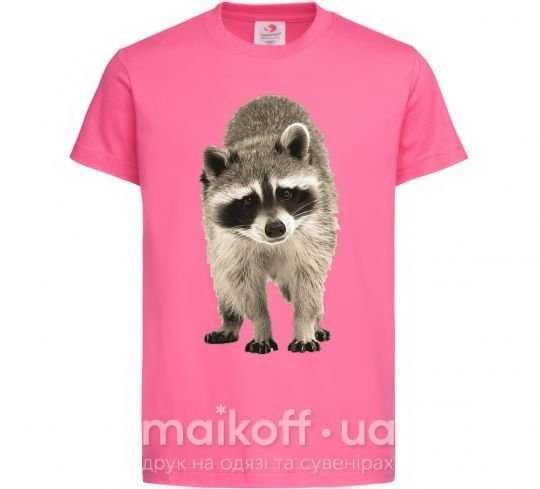 Детская футболка Realistic racсoon Ярко-розовый фото