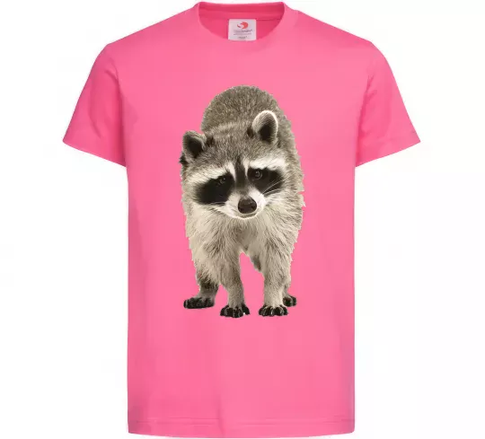 Детская футболка Realistic racсoon Ярко-розовый фото