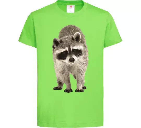 Детская футболка Realistic racсoon Лаймовый фото