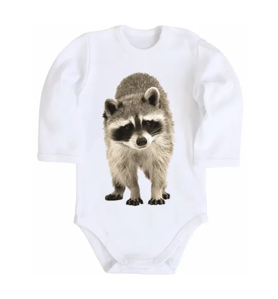 Дитячий бодік Realistic racсoon Білий фото