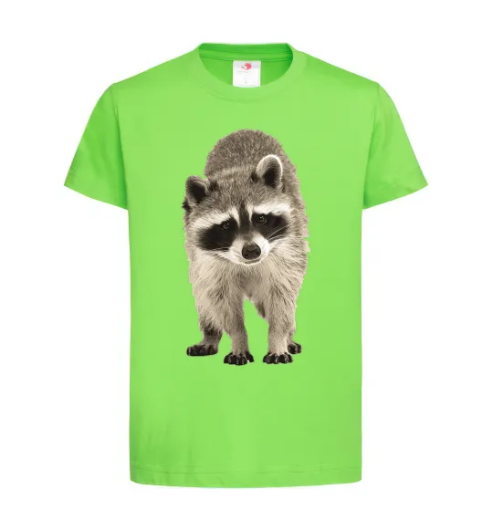 Дитяча футболка Realistic racсoon Лаймовий фото
