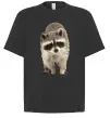 Футболка Оверсайз Realistic racсoon Черный фото