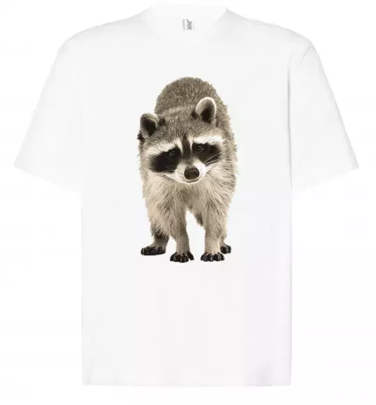 Футболка Оверсайз Realistic racсoon Белый фото