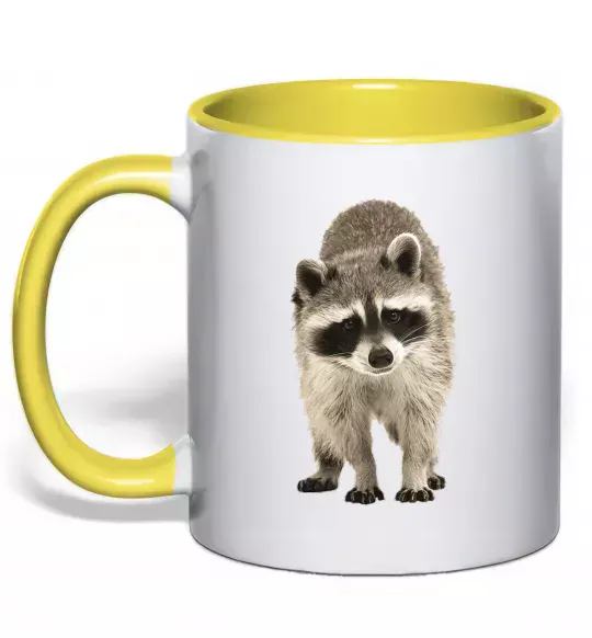 Чашка з кольоровою ручкою Realistic racсoon Сонячно жовтий фото