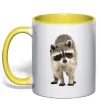 Чашка с цветной ручкой Realistic racсoon Лимонный фото