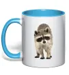 Чашка з кольоровою ручкою Realistic racсoon Блакитний фото