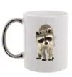 Чашка з кольоровою ручкою Realistic racсoon Срібло фото