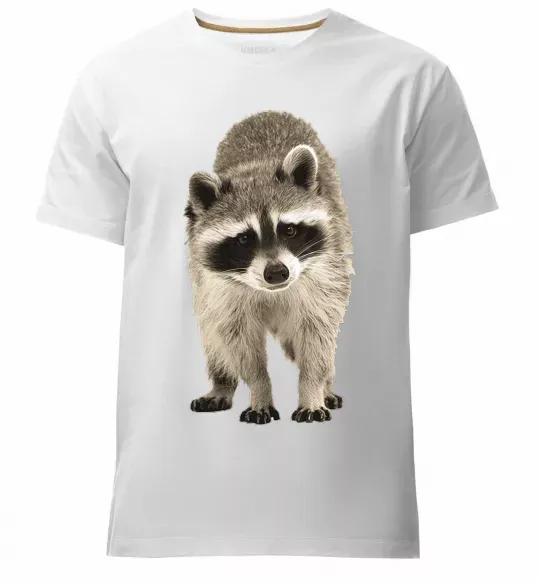 Мужская премиум футболка Realistic racсoon Белый фото