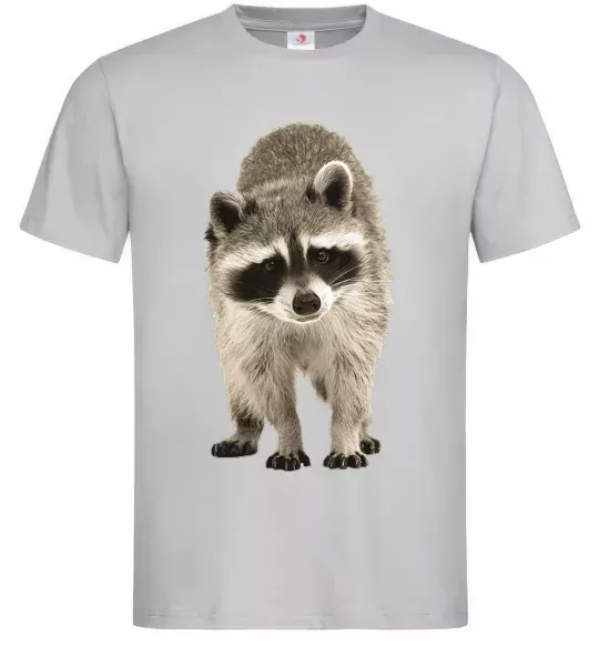 Чоловіча футболка Realistic racсoon Сірий фото