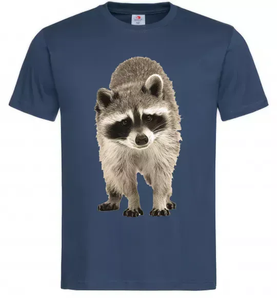 Чоловіча футболка Realistic racсoon Темно-синій фото