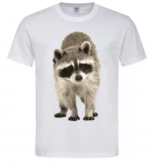 Чоловіча футболка Realistic racсoon Білий фото