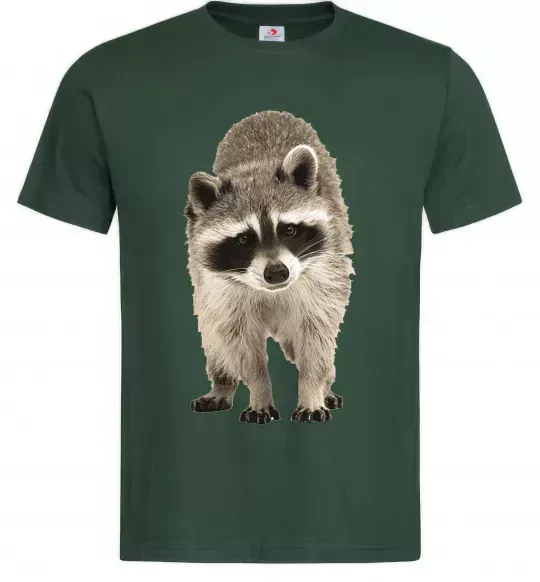 Чоловіча футболка Realistic racсoon Темно-зелений фото