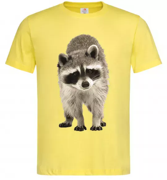 Чоловіча футболка Realistic racсoon Лимонний фото