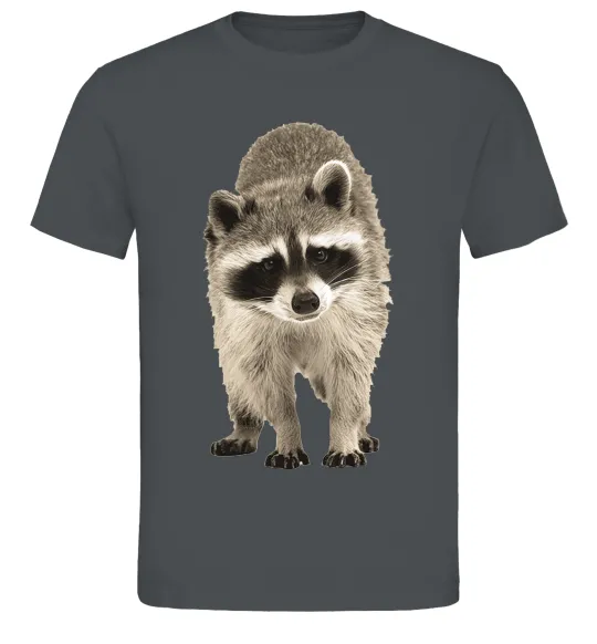 Чоловіча футболка Realistic racсoon Графіт фото