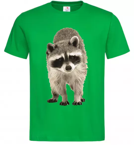 Чоловіча футболка Realistic racсoon Зелений фото