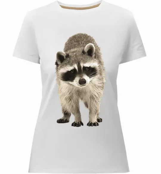 Женская премиум футболка Realistic racсoon Белый фото