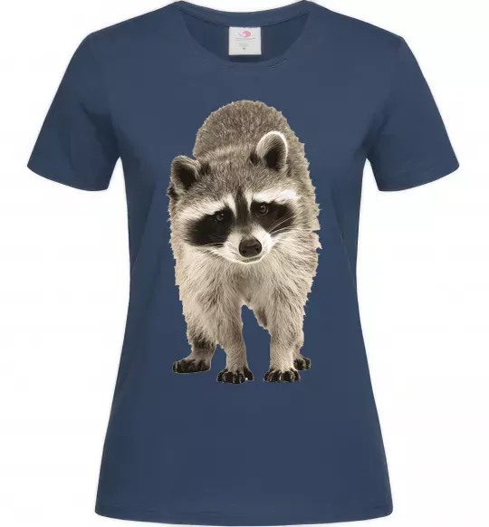 Жіноча футболка Realistic racсoon Темно-синій фото