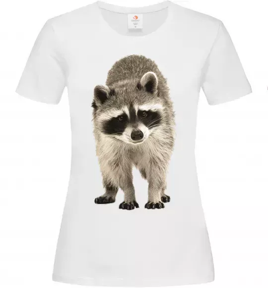 Жіноча футболка Realistic racсoon Білий фото