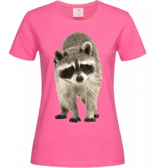 Жіноча футболка Realistic racсoon Яскраво-рожевий фото