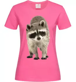 Женская футболка Realistic racсoon Ярко-розовый фото