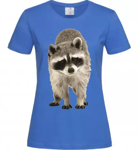 Жіноча футболка Realistic racсoon Яскраво-синій фото