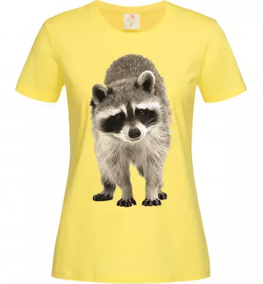 Жіноча футболка Realistic racсoon Лимонний фото