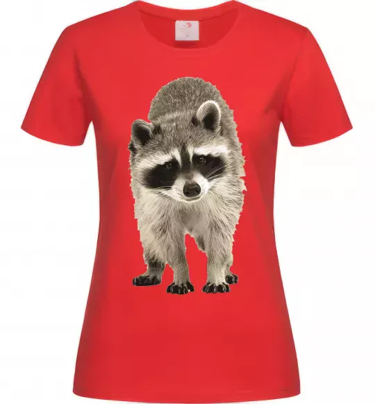 Жіноча футболка Realistic racсoon Червоний фото