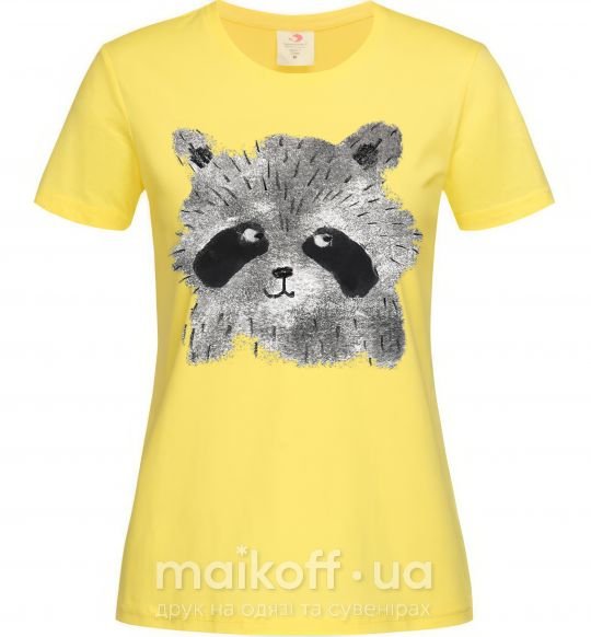 Женская футболка Рисунок енота акварель Лимонный фото