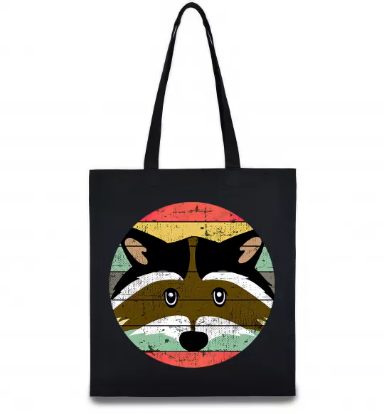 Еко-сумка Round racoon Чорний фото
