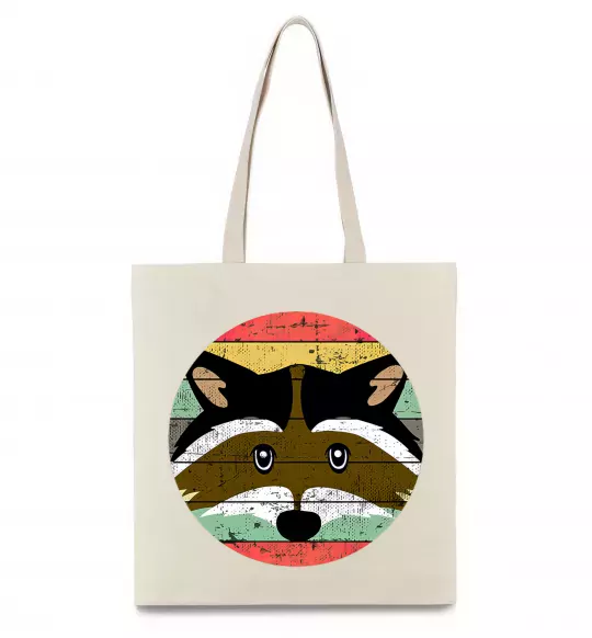 Еко-сумка Round racoon Бежевий фото