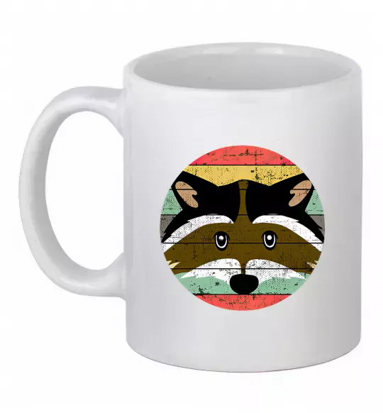 Чашка керамическая Round racoon Белый фото