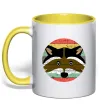 Чашка з кольоровою ручкою Round racoon Сонячно жовтий фото