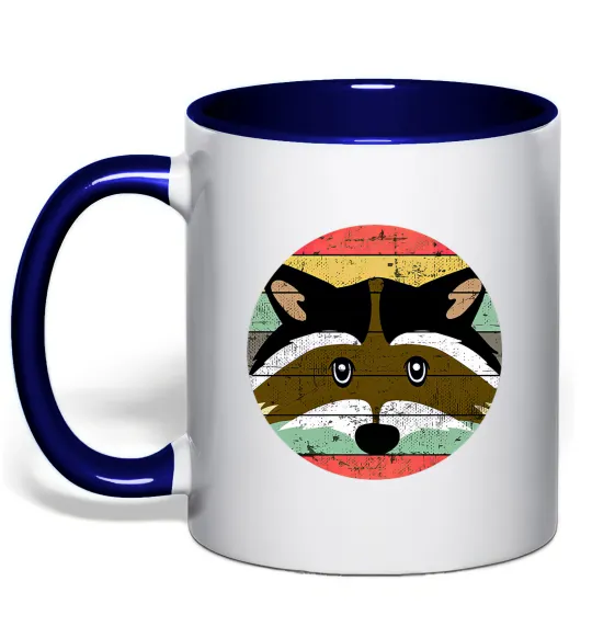 Чашка з кольоровою ручкою Round racoon Глибокий темно-синій фото