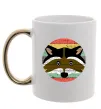Чашка з кольоровою ручкою Round racoon Золото фото