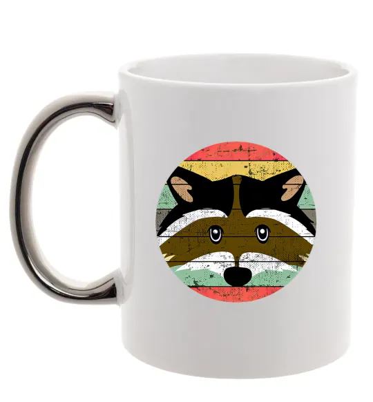 Чашка з кольоровою ручкою Round racoon Срібло фото