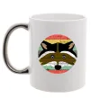 Чашка з кольоровою ручкою Round racoon Срібло фото