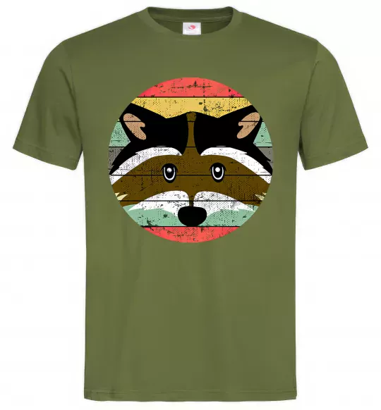 Чоловіча футболка Round racoon Оливковий фото