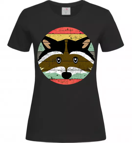 Женская футболка Round racoon Черный фото