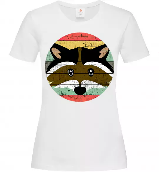 Женская футболка Round racoon Белый фото