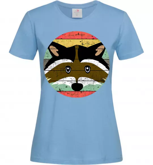 Женская футболка Round racoon Голубой фото