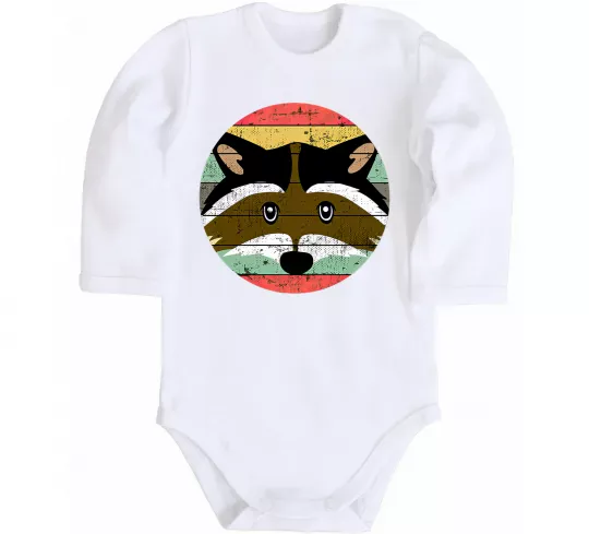 Детский боди Round racoon Белый фото