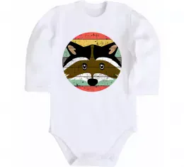 Детский боди Єнот в навушниках Белый фото Детский боди Єнот в навушниках Белый фото