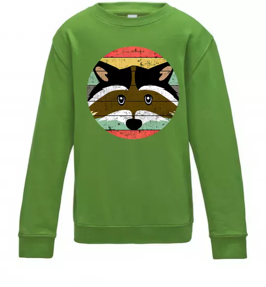 Детский Свитшот Round racoon Лаймовый фото