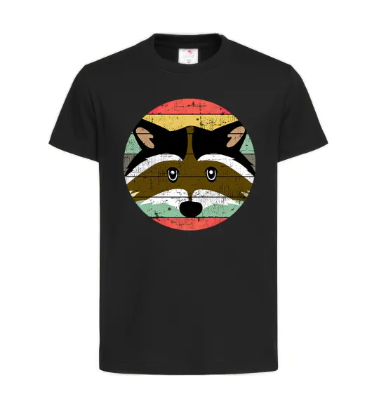Детская футболка Round racoon Черный фото