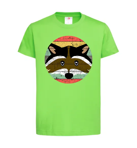Детская футболка Round racoon Лаймовый фото