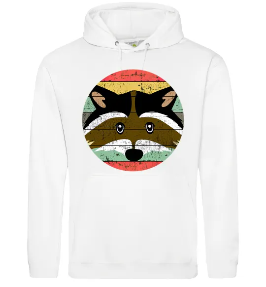 Мужская толстовка (худи) Round racoon Белый фото