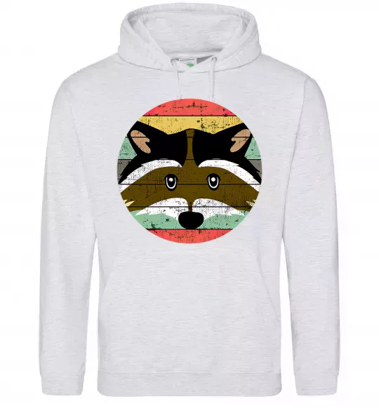 Мужская толстовка (худи) Round racoon Серый меланж фото