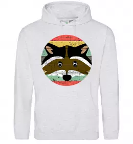 Мужская толстовка (худи) Малюнок єнота Серый меланж фото