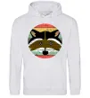 Мужская толстовка (худи) Round racoon Серый меланж фото